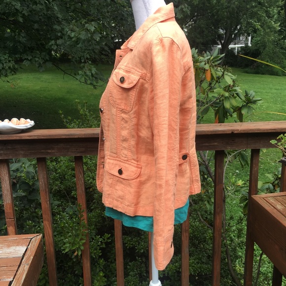 J. Jill Linen Jean Jacket Orange Size SP - Picture 2 of 8
